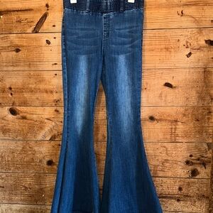 Turquoise Haven Blue Flared Pull On Jeans